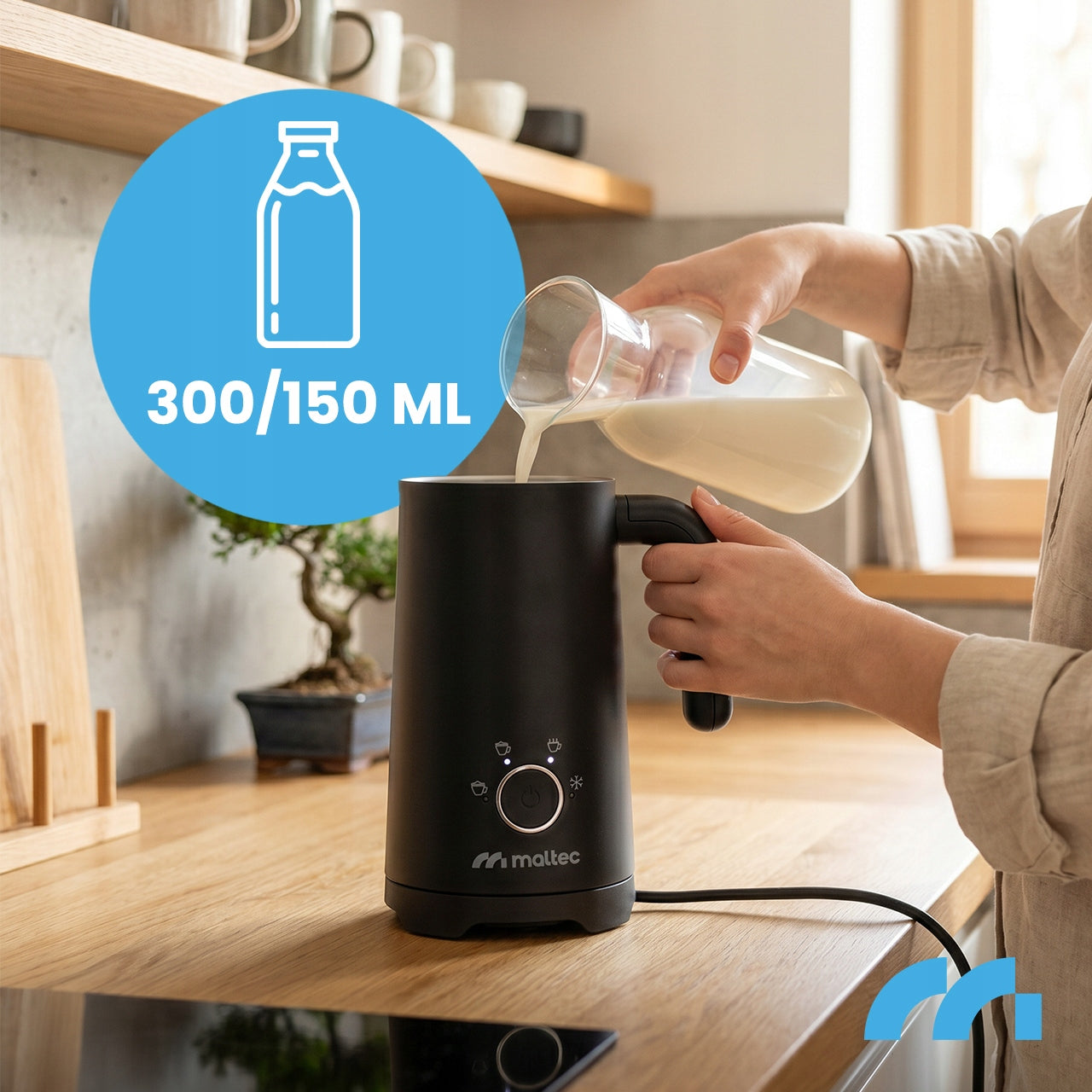 MILK FROTHER ELECTRIC HEATER 300ML 4 MODES 400W Brand Maltec