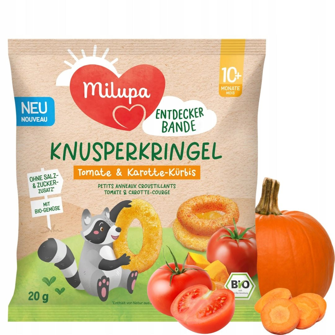 MILUPA BIO CRISPY VEGETABLE RINGS MILLET WITH PUMPKIN TOMATOES
