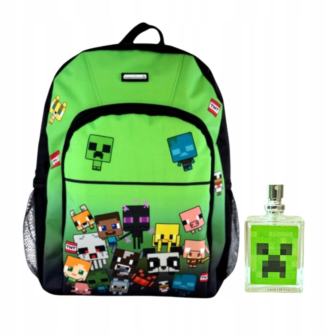 MINECRAFT School Backpack A4 two-chamber 40x30x15CM + FREEBIE EDT 30ML