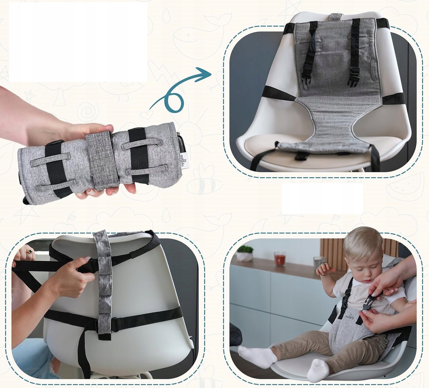 MINETO Children's Hiking Chair Portable Seat Chair Straps Packaging status original