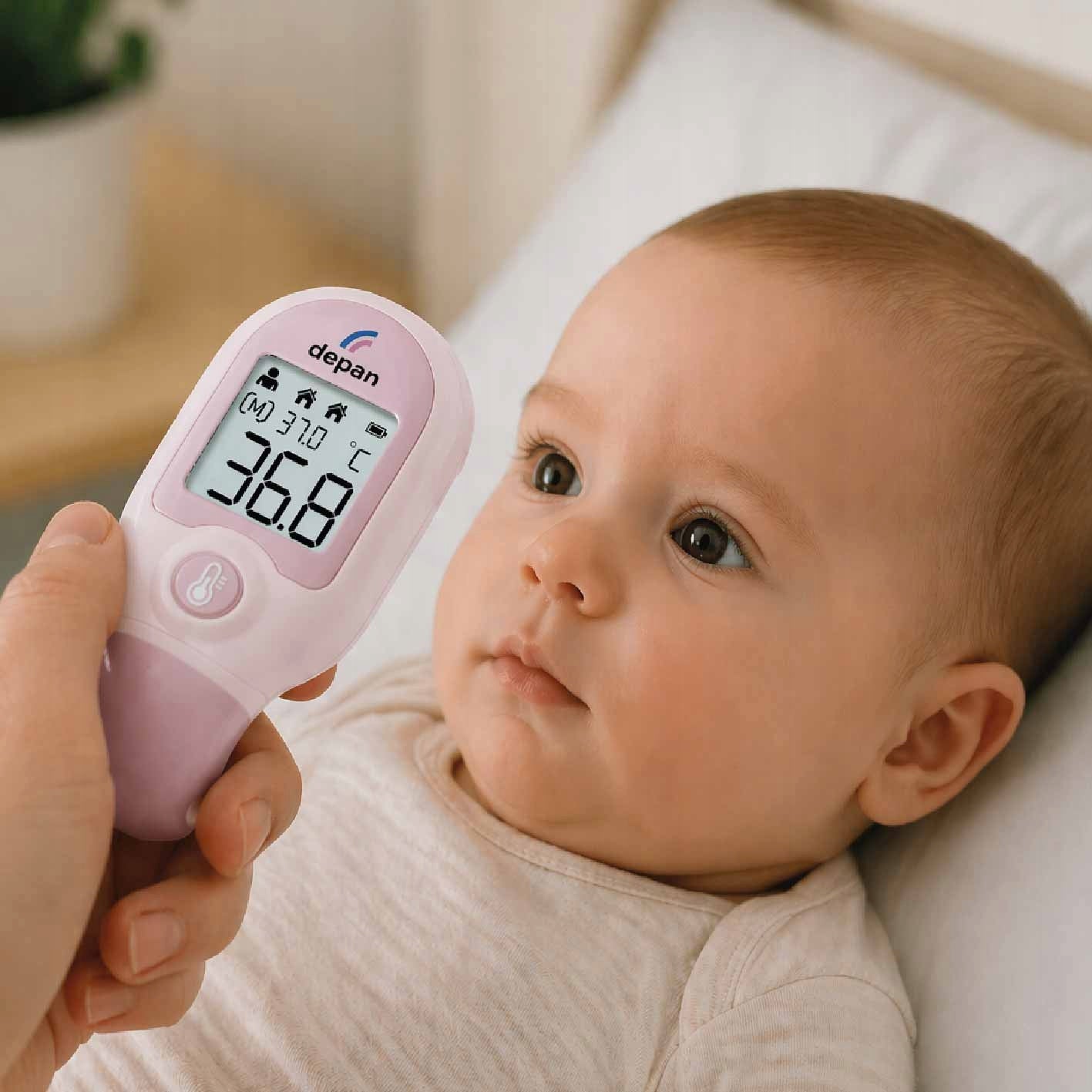 MINI 2-in-1 Non-Contact Thermometer, Front/Object, Depan DET-3022, Pink Packaging status original