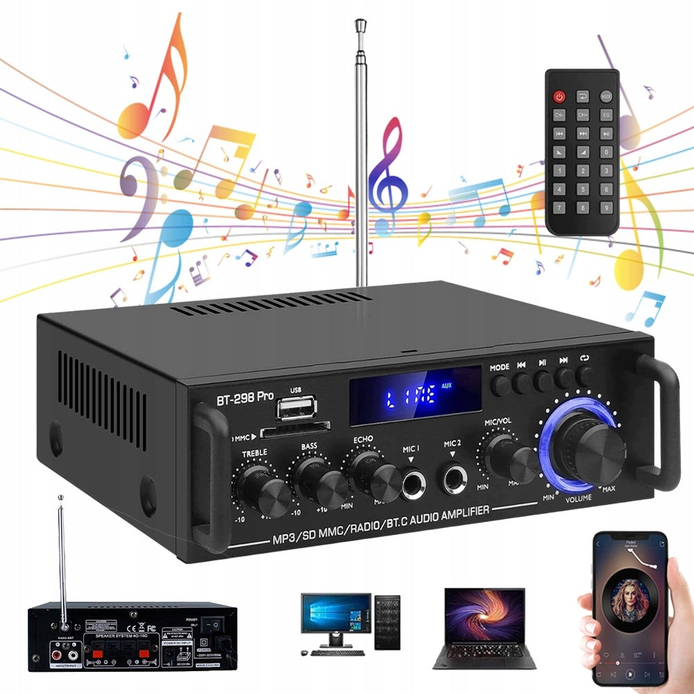 MINI AMPLIFIER BT-298PRO 50W+50W HIFI STEREO AMPLIFIER BLUETOOTH AUX USB