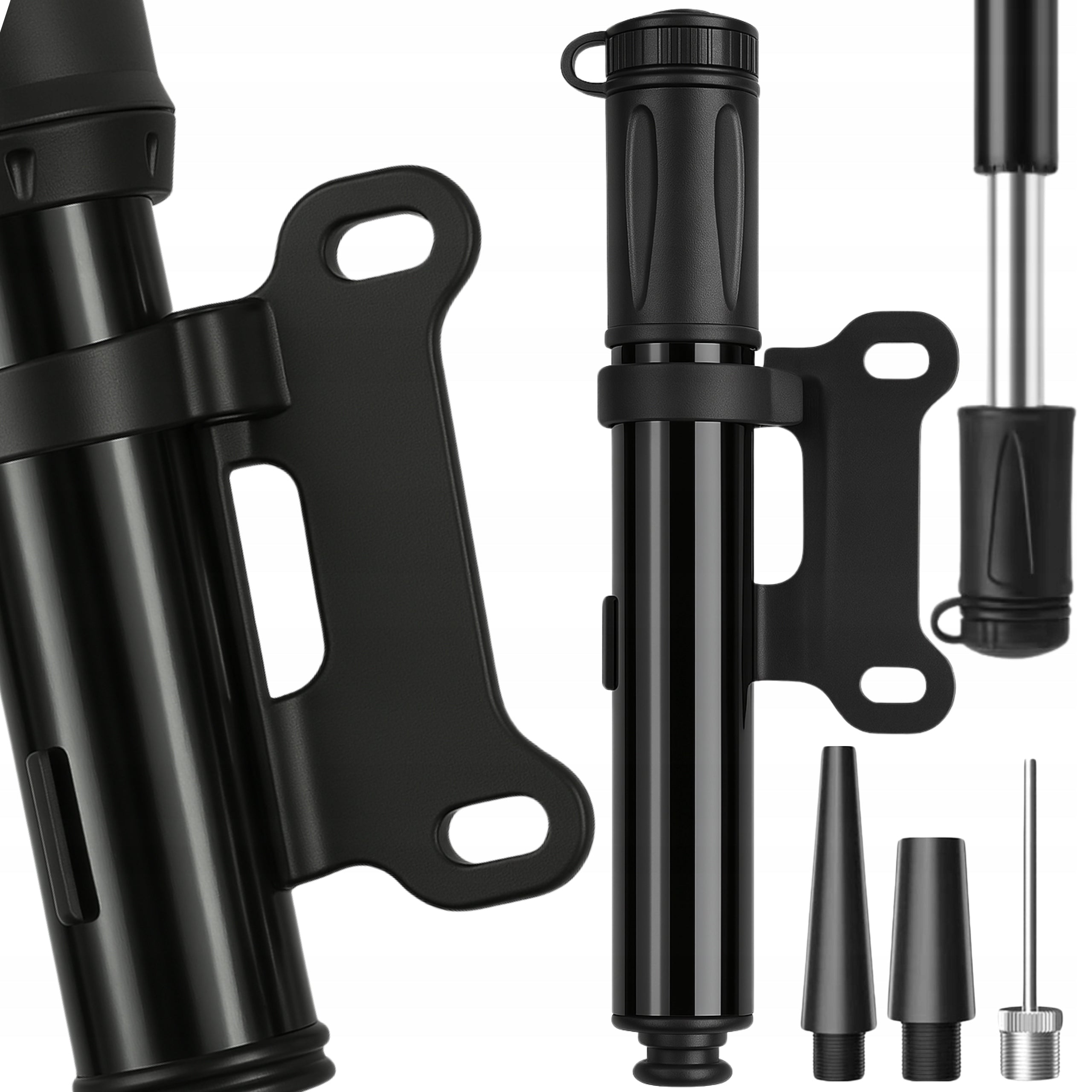 MINI BICYCLE PUMP MANUAL ALUMINUM COMPACT FOR SCOOTER BIKE 7 BAR Color black