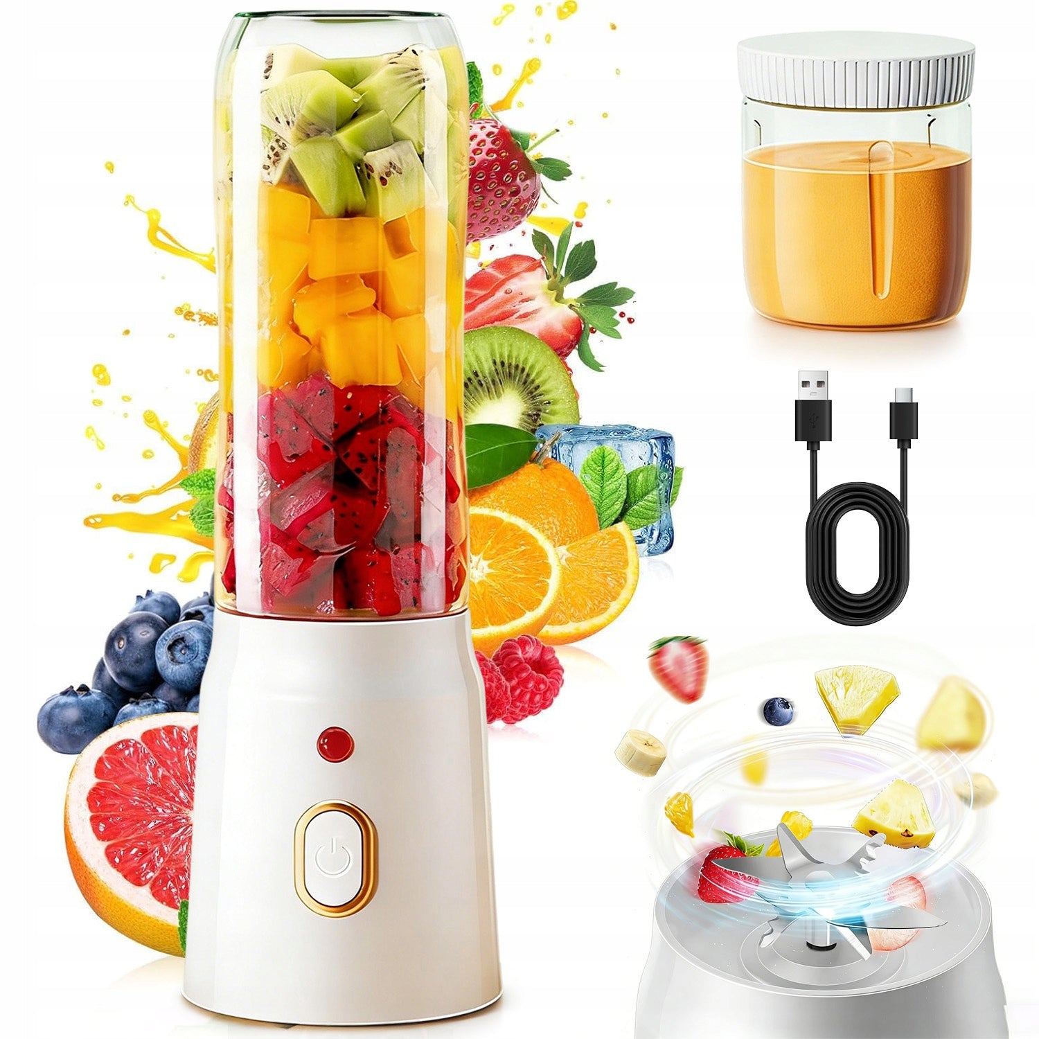 MINI BLENDER USB 450ML 10 BLADES 21000RPM FOR SMOOTHIE COCKTAILS TRAVEL