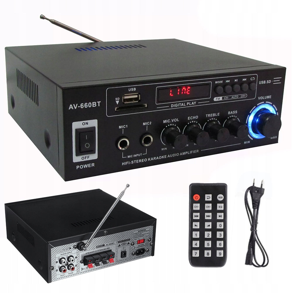 MINI BLUETOOTH HIFI AMPLIFIER 5.0 STEREO RADIO 3000W WITH REMOTE CONTROL AV-660BT Brand no brand