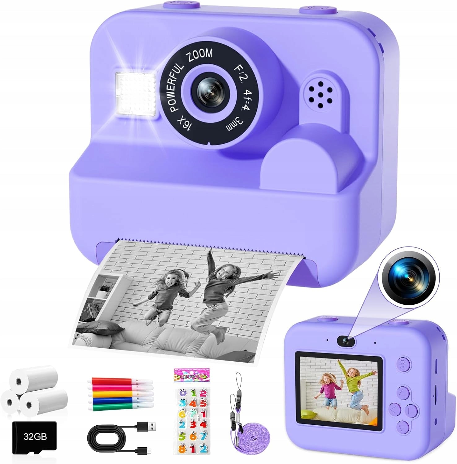 MINI CAMERA FOR CHILDREN WITH 4" SCREEN AND PRINTING FUNCTION Brand no brand