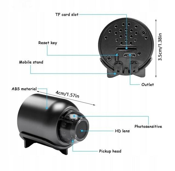 MINI CAMERA SMART WIFI IP FULL HD BLACK SMALL Brand Przydasie.pl