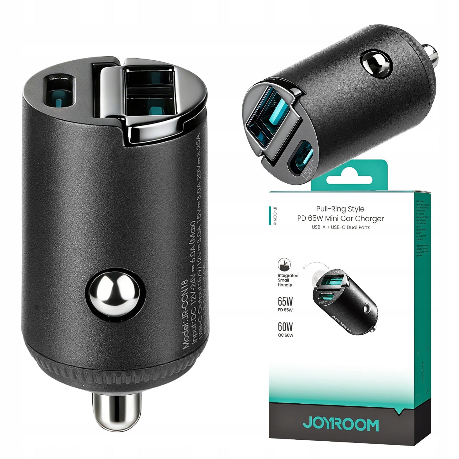 MINI CAR CHARGER 65W USB C FOR PHONE FAST CHARGING