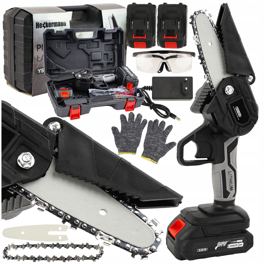 MINI CHAINSAW CORDLESS ELECTRIC 2x RECHARGEABLE GLASSES SET
