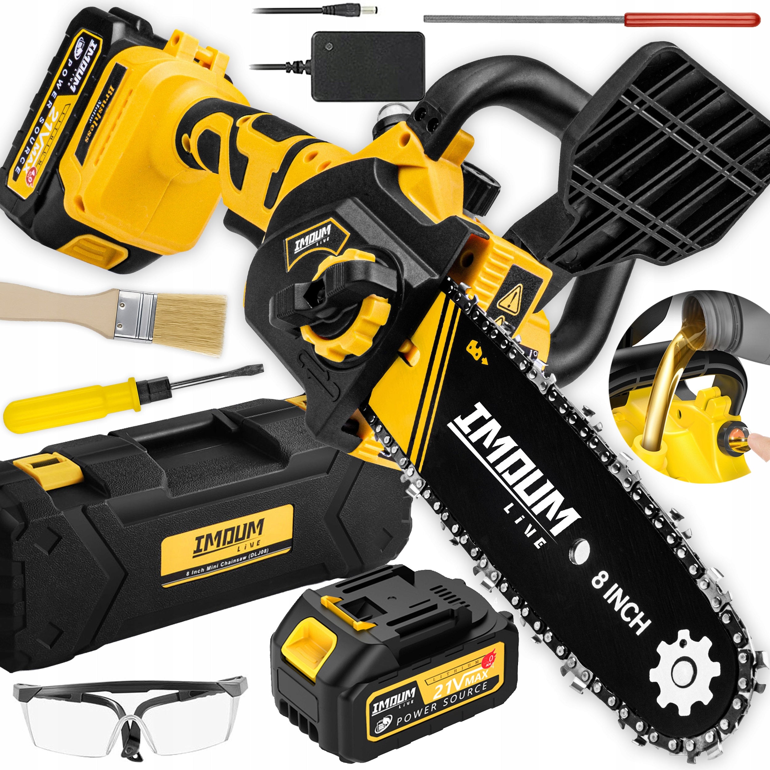 MINI CHAINSAW CORDLESS SAW 8" TWO BATTERIES SET IMOUM