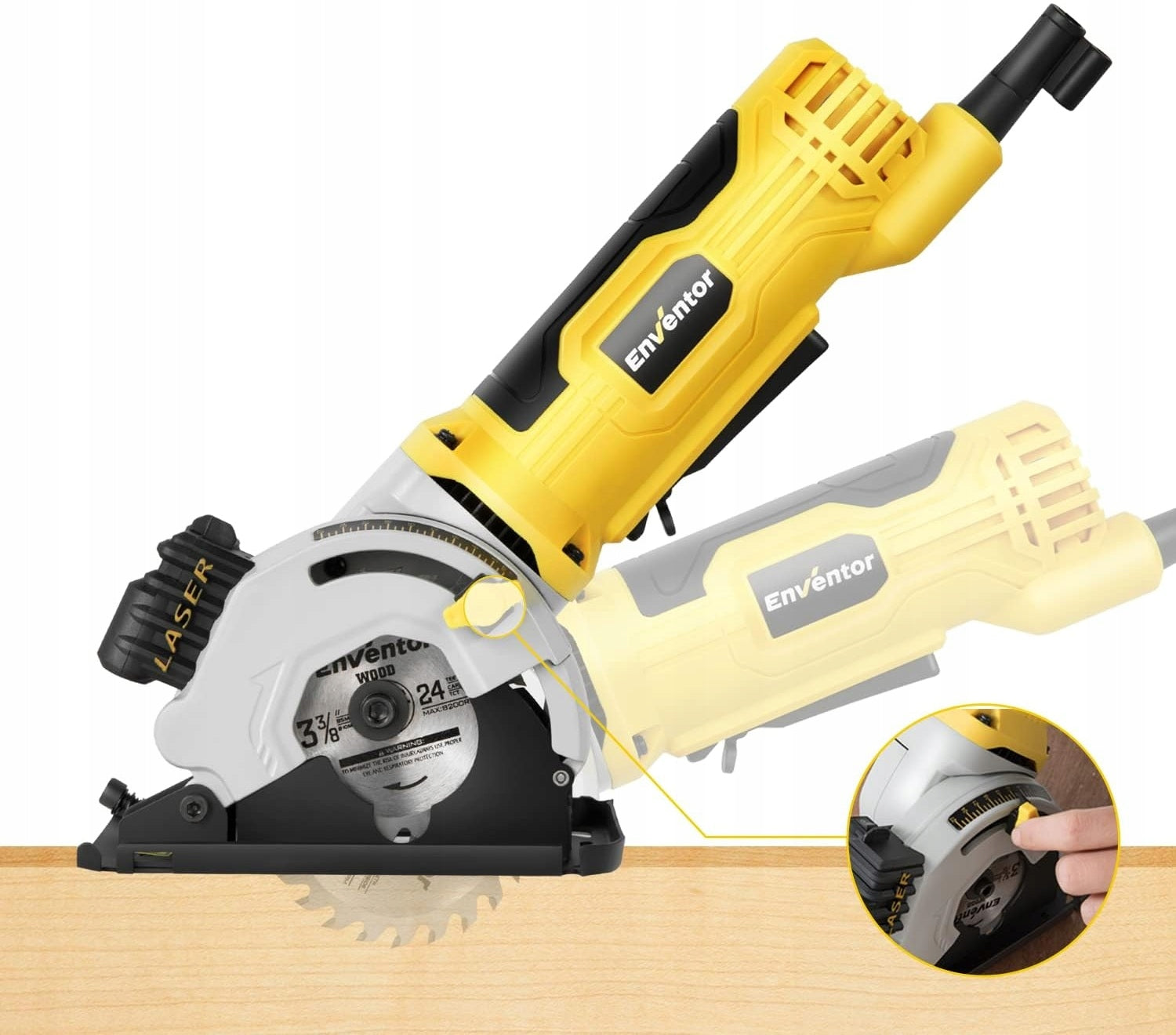 MINI CIRCULAR SAW 580W LASER 4000RPM GUIDE 3 DISCS SET Saw bore diameter 10 mm