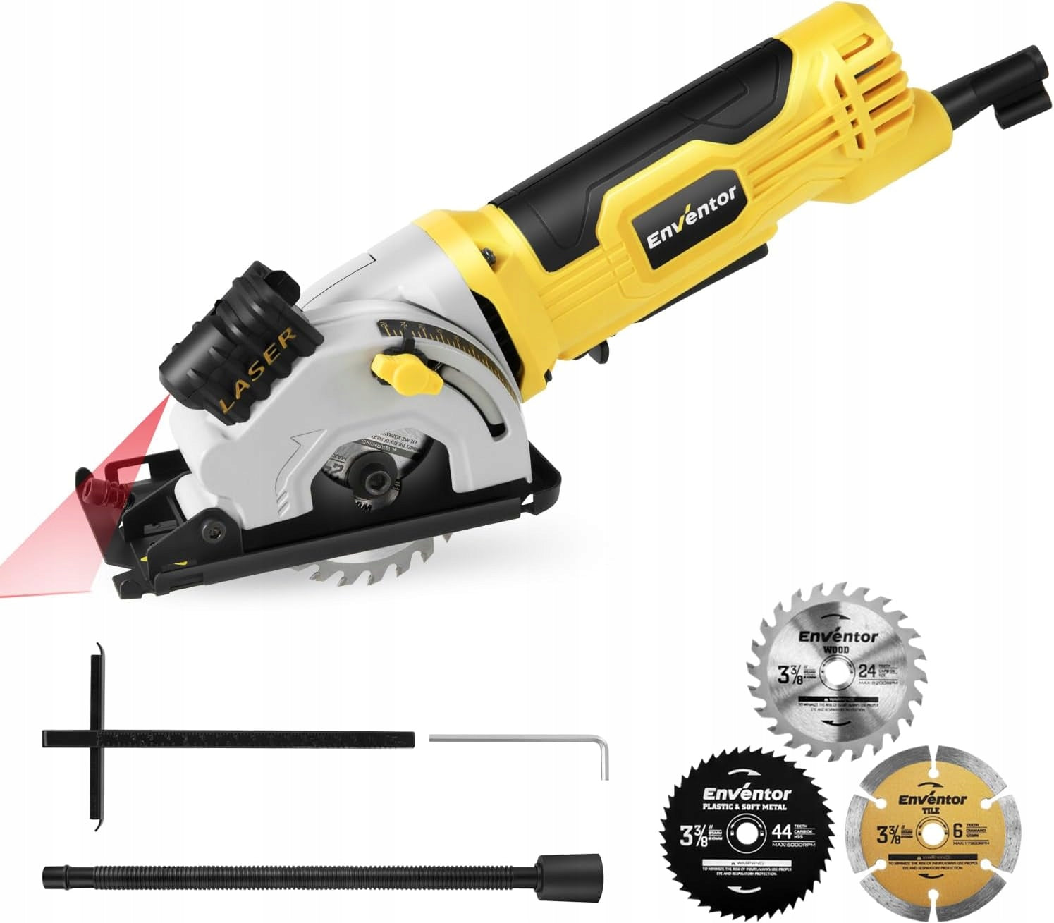 MINI CIRCULAR SAW 580W LASER 4000RPM GUIDE 3 DISCS SET