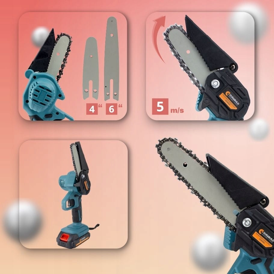 MINI CORDLESS CHAINSAW FOR BRANCHES 6" 4" GARDEN SAW 2xAKU Packaging status original