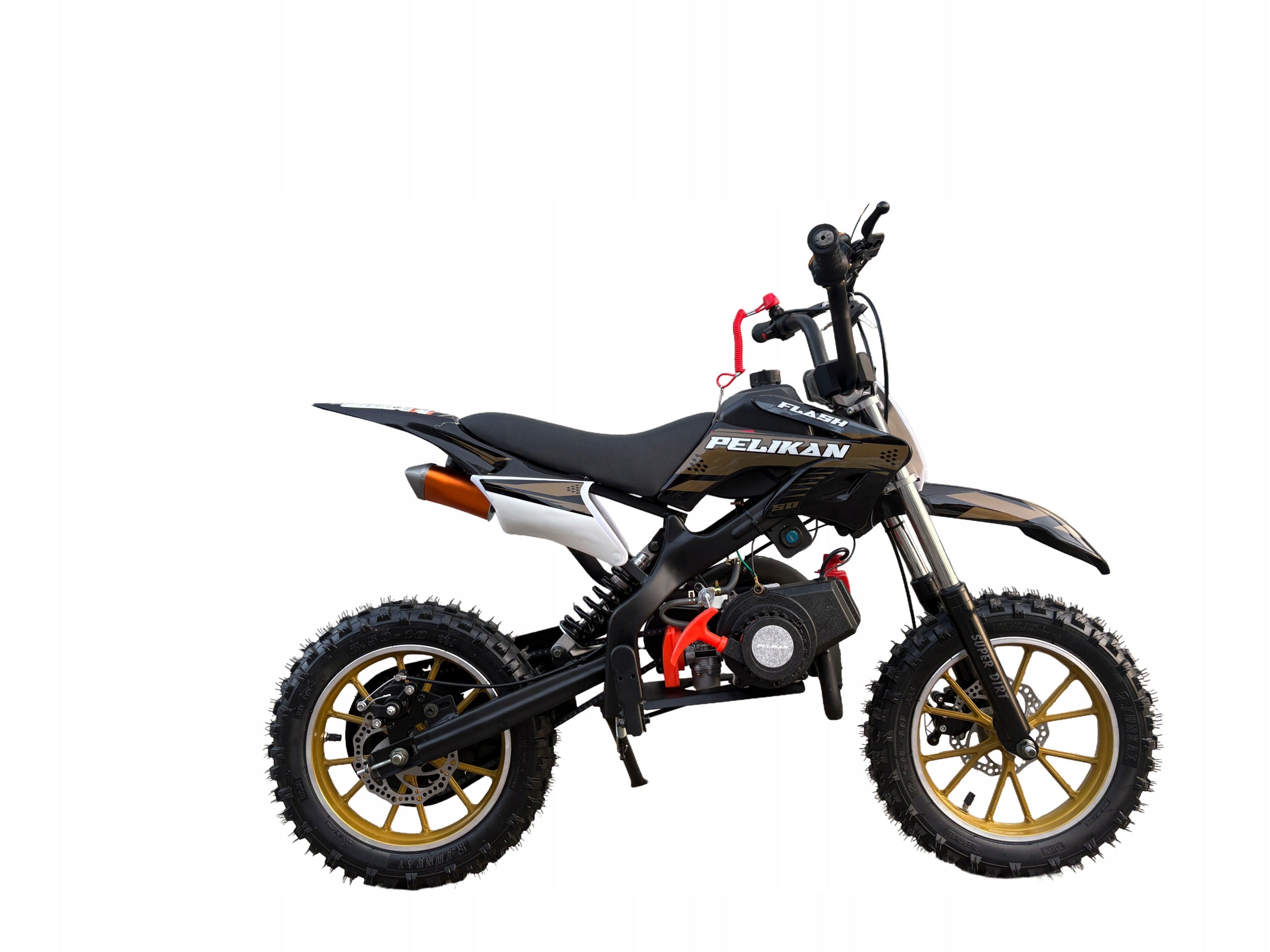 MINI CROSS MOTOR 50cc KIDS LARGE WHEELS SPEED CONTROL 701 PST GOLD Packaging status original