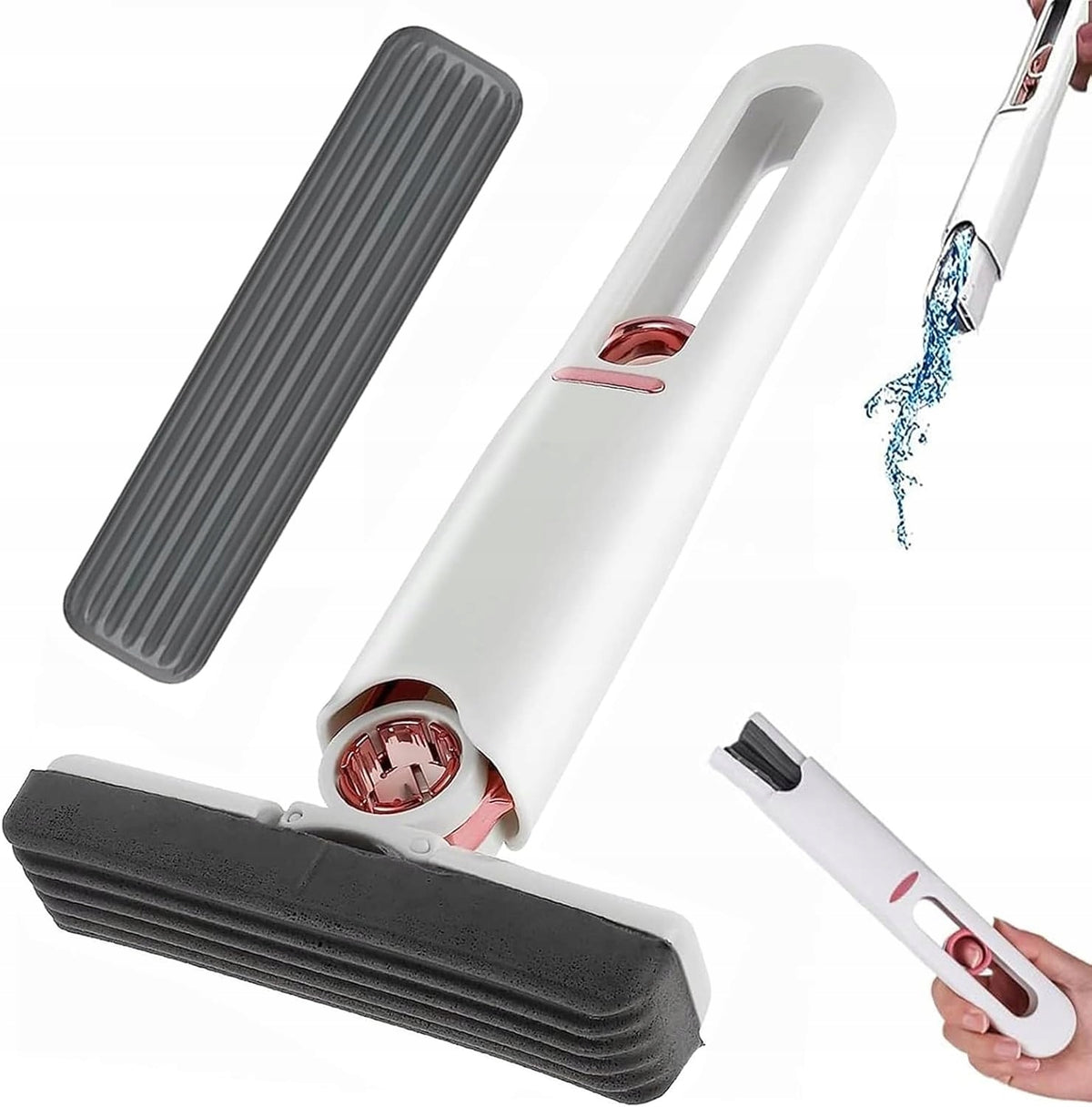 MINI DESK CLEANING MOP WITH TWO SPONGE HEADS RETRACTABLE