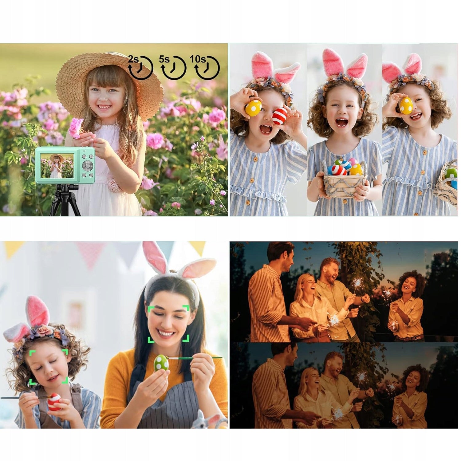 MINI DIGITAL CAMERA FOR KIDS HD PORTABLE 1080P 16X 44MP GREEN Sensor type CMOS