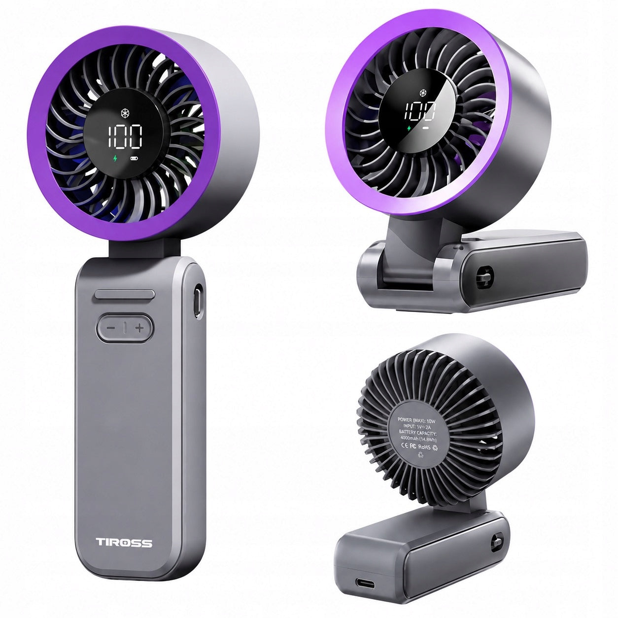 MINI FAN WITH FOLDING HANDLE FAN ADJUSTABLE ACCUMULATOR 3600mAh
