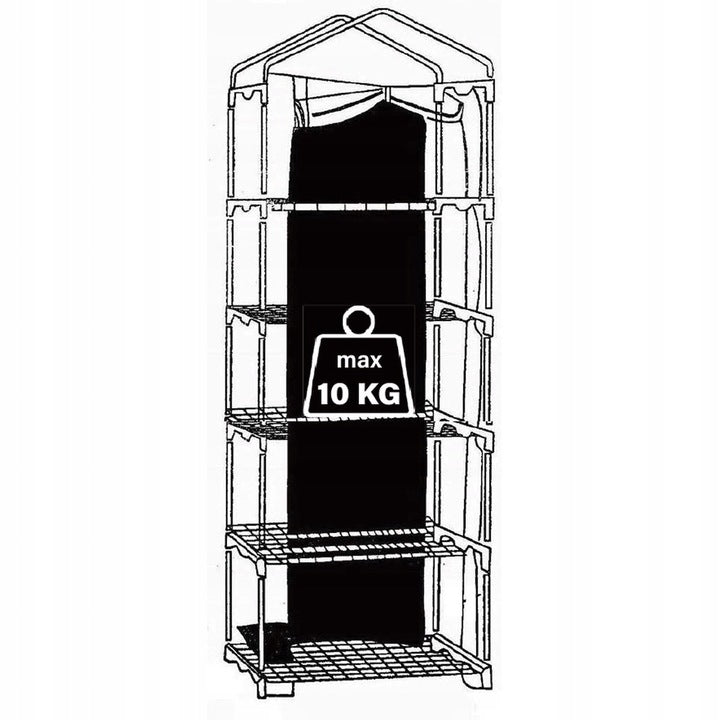 MINI FOIL TUNNEL GARDEN GREENHOUSE FOR BALCONY GARDEN 5 SHELVES 190x70x50cm Product height 190 cm