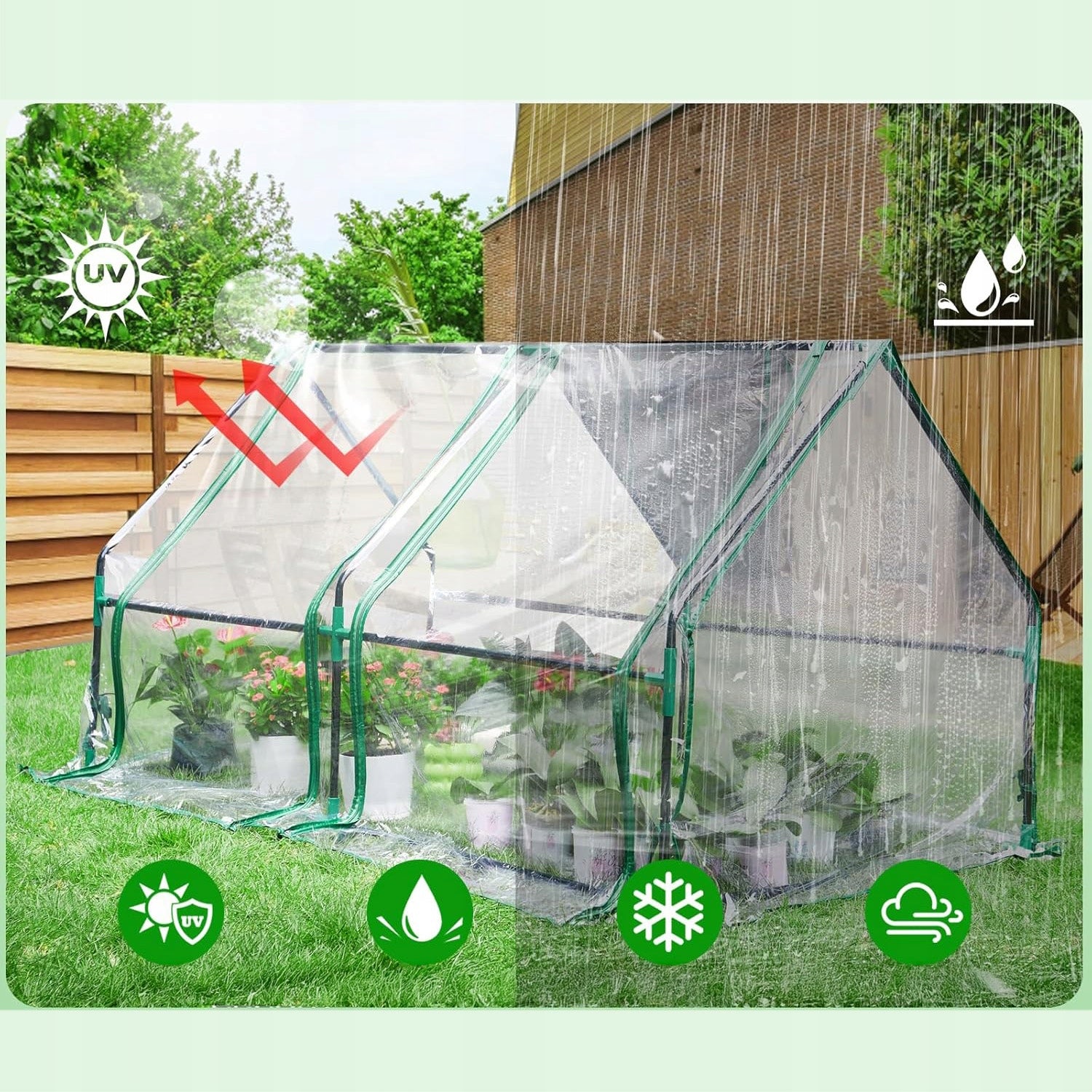 MINI GARDEN BALCONY GREENHOUSE 180X90X90 CM SIMPLE INSTALLATION AND EASY Packaging status original