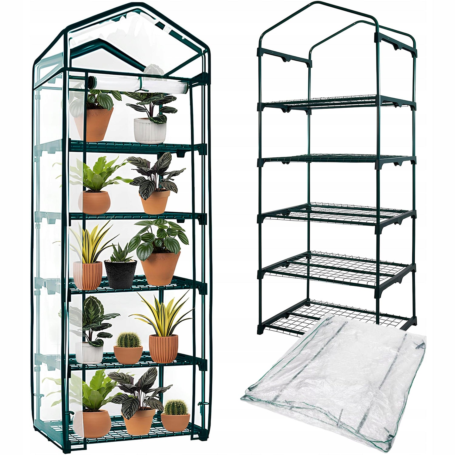 MINI GARDEN BALCONY GREENHOUSE 5 SHELVES VERTICAL FOIL