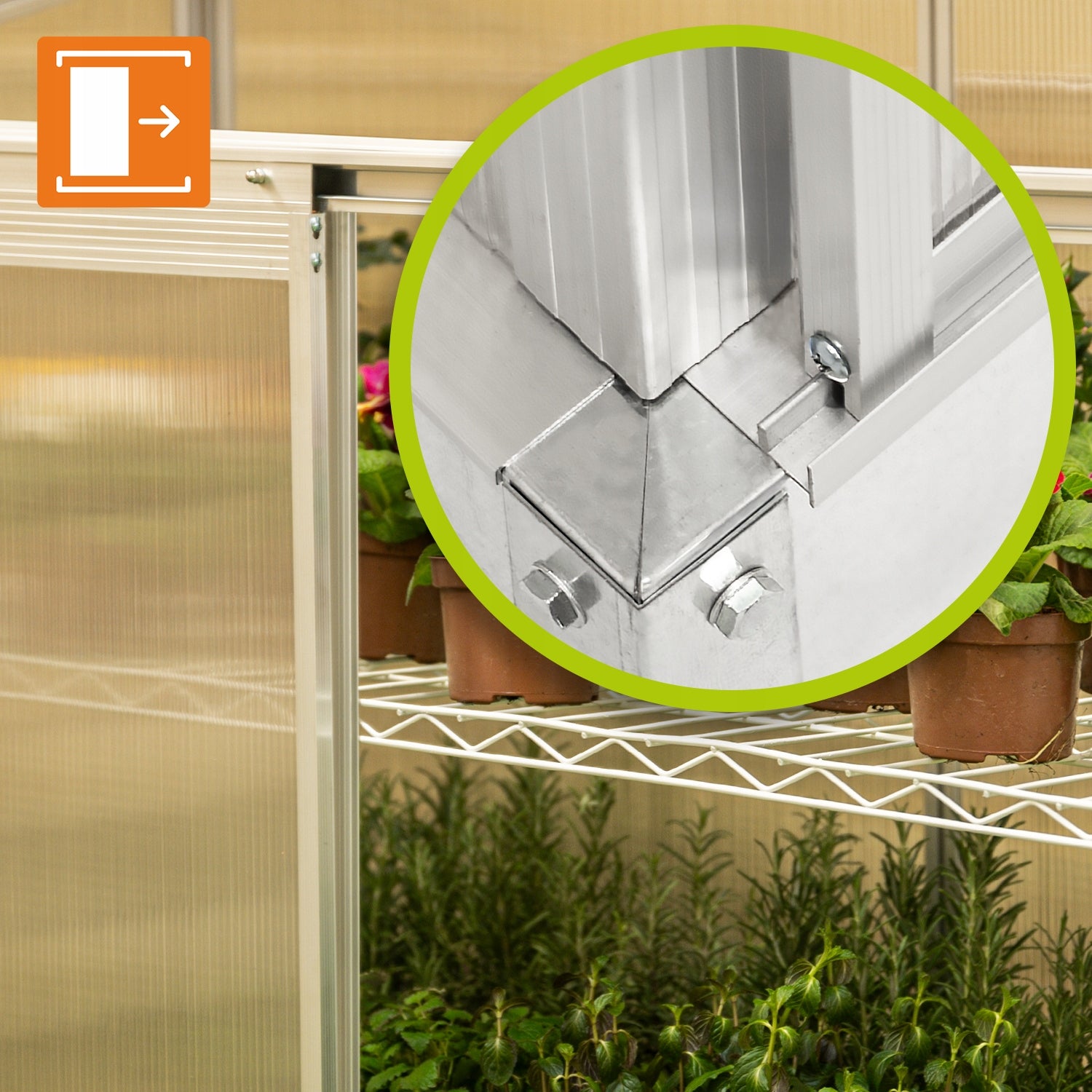 MINI GARDEN GREENHOUSE 130x58x140 BALCONY WALL POLYCARBONATE - Hosta Product height 140 cm