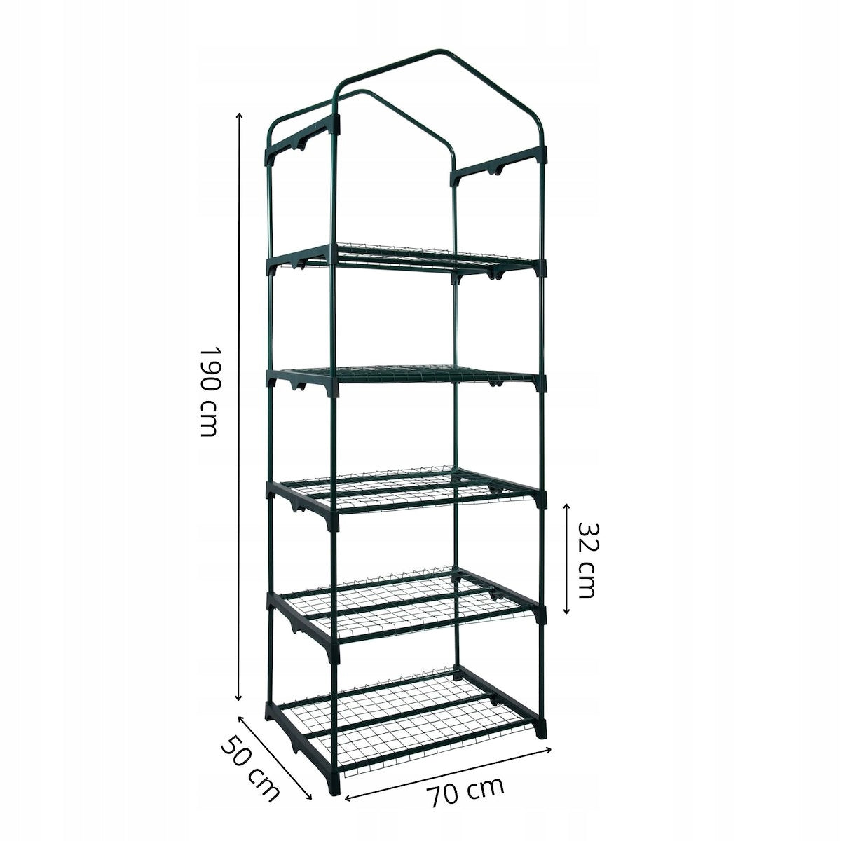 MINI GARDEN GREENHOUSE FOR FREESTANDING BALCONY HIGH 5 SHELVES 190x 70x 50cm Product height 190 cm