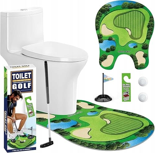 MINI GOLF TOILET SET GAME FOR ADULTS GIFT 6 PCS.