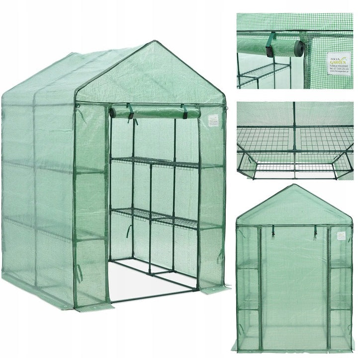 MINI GREENHOUSE Balcony Garden 140x140 cm with Bookcase 8 Shelves Green UV4