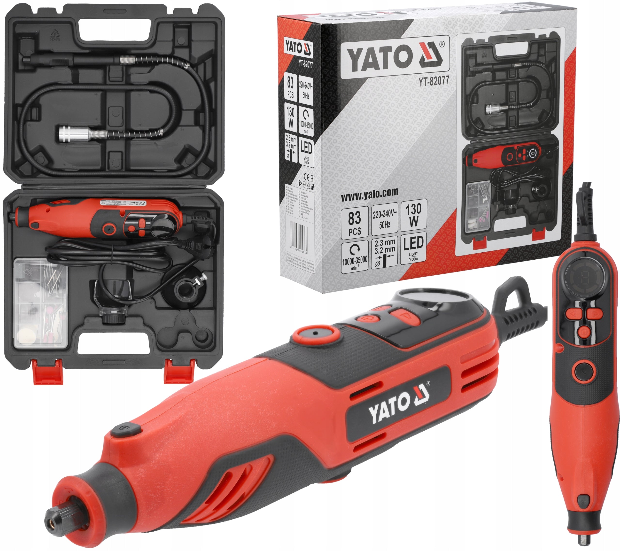 MINI GRINDER 3,2mm NETWORK 130W 83el. SPEED CONTROL YATO