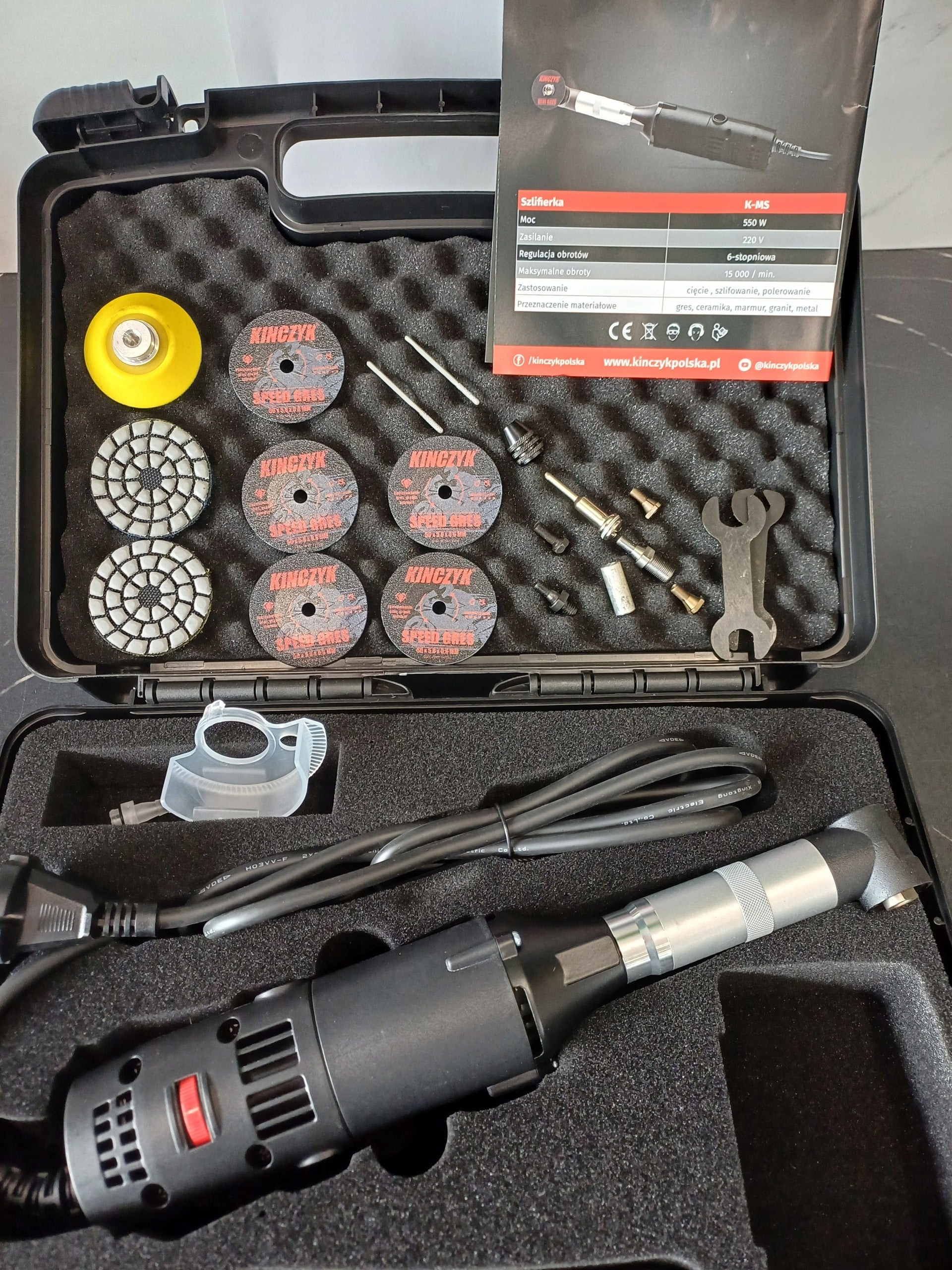 MINI GRINDER K-MS 36-1001 220V 550W Kinczyk SET Brand Kinczyk