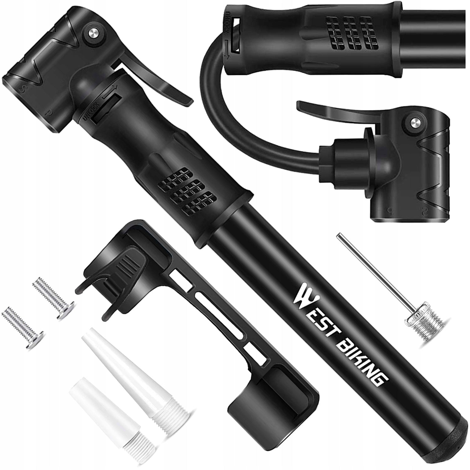 MINI HAND BICYCLE PUMP LIGHT WITH BALL HOLDER ALUMINIUM 100PSI