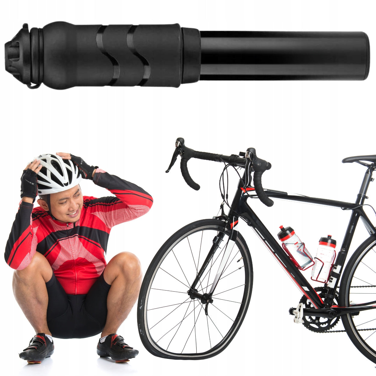 MINI HAND BICYCLE PUMP WITH FRAME HOLDER FOR PUMPING METAL STRONG Packaging status original
