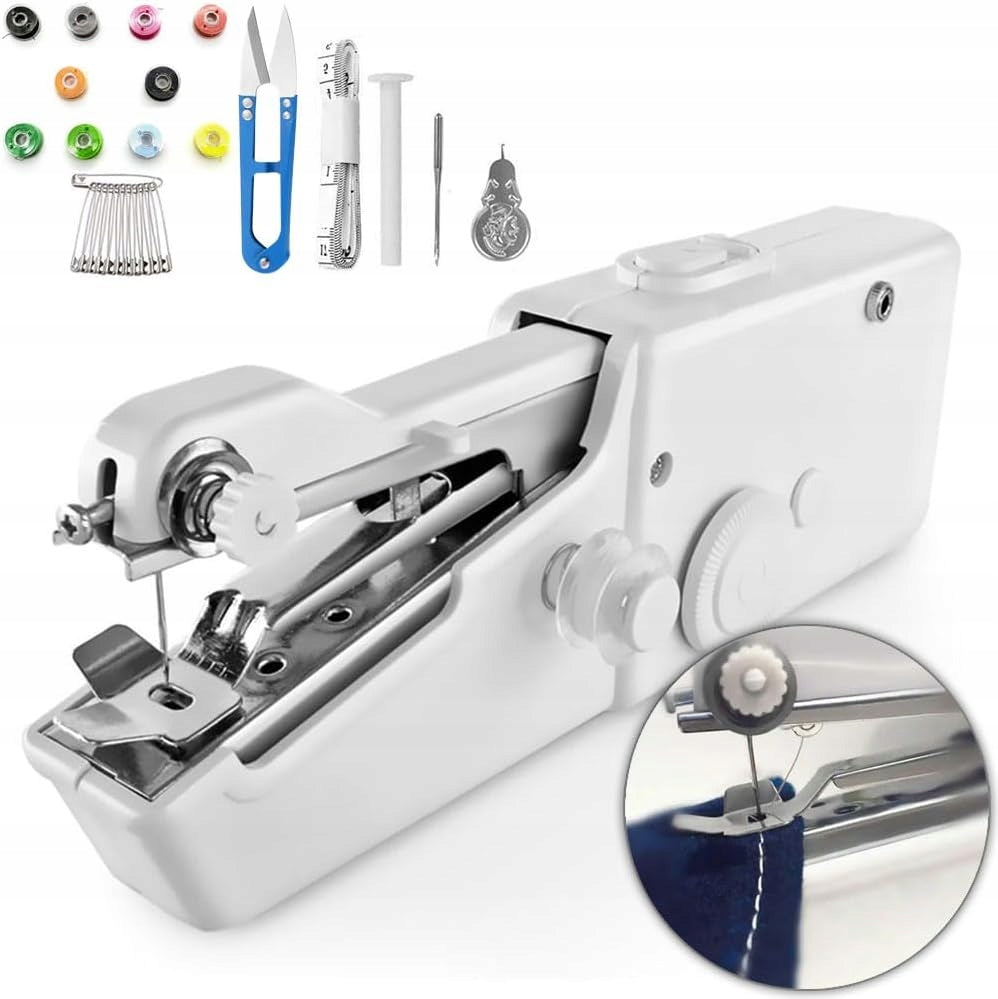 MINI HAND PORTABLE SEWING MACHINE + TAILOR'S KIT Threads Needles