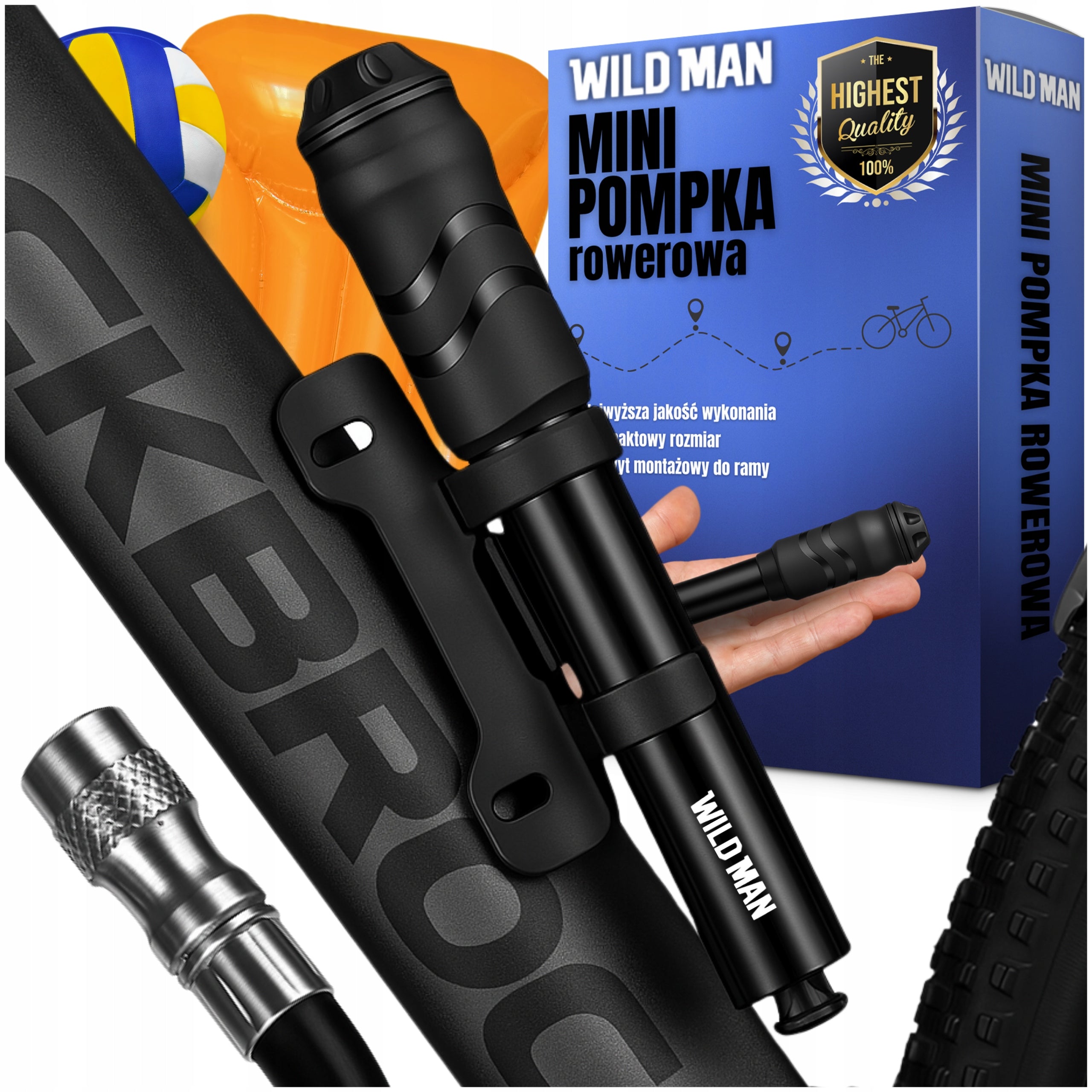 MINI HAND PUMP BICYCLE ALUMINUM COMPACT FOR SCOOTER BIKE 7 BAR