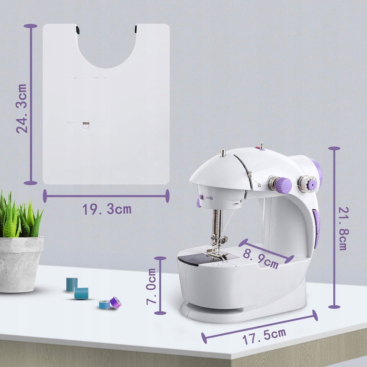MINI LED SEWING MACHINE FOR CHILDREN ADJUSTABLE SPEED WITH FOOT PEDAL Dominant color white