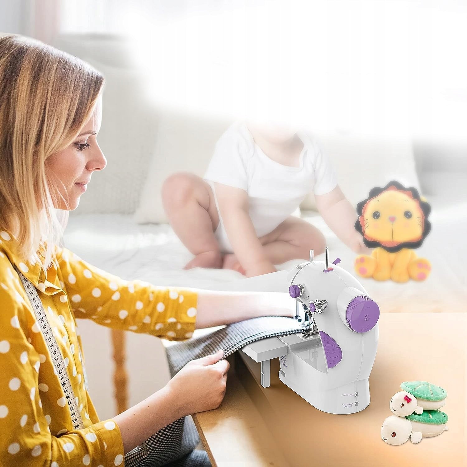 MINI LED SEWING MACHINE FOR CHILDREN ADJUSTABLE SPEED WITH FOOT PEDAL Product weight 1260 g