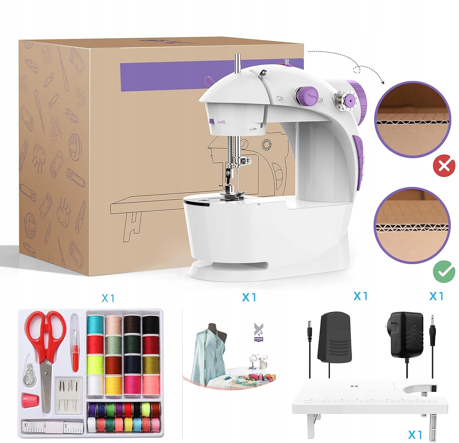 MINI LED SEWING MACHINE FOR CHILDREN ADJUSTABLE SPEED WITH FOOT PEDAL Product weight with unit packaging 1.26 kg