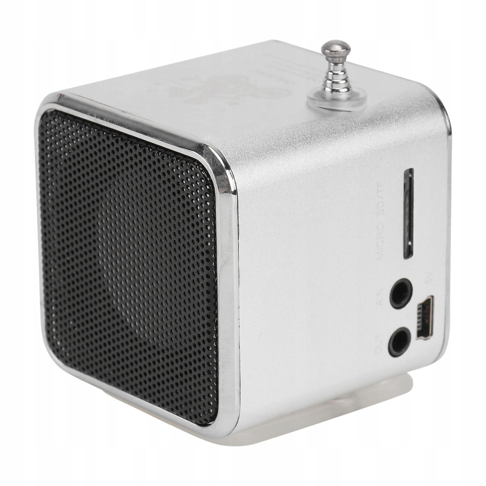 MINI ODTWARZACZ MP3 MP4 PRZENOŚNY SREBRNY Z RADIEM FM USB Brand no brand