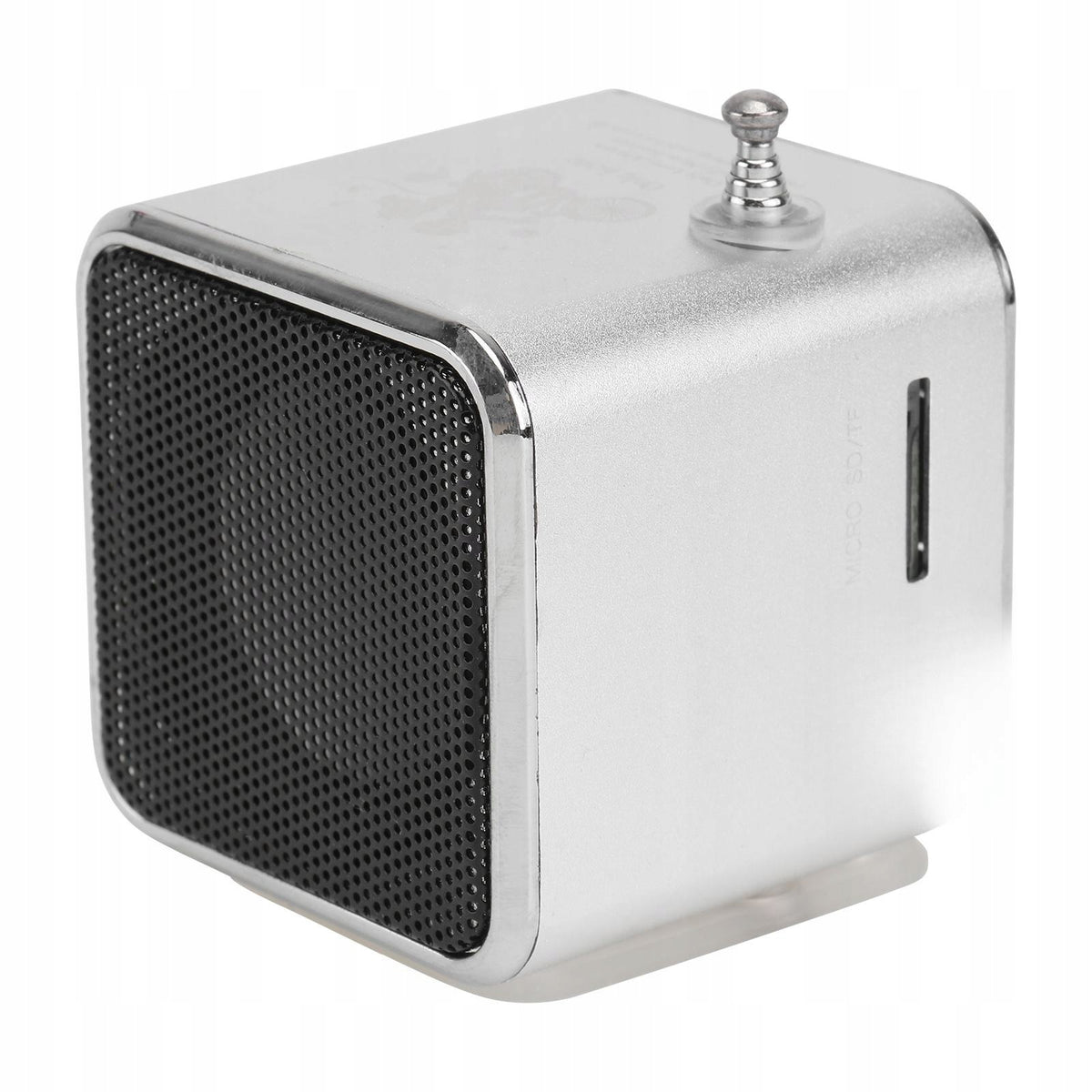 MINI ODTWARZACZ MP3 MP4 PRZENOŚNY SREBRNY Z RADIEM FM USB