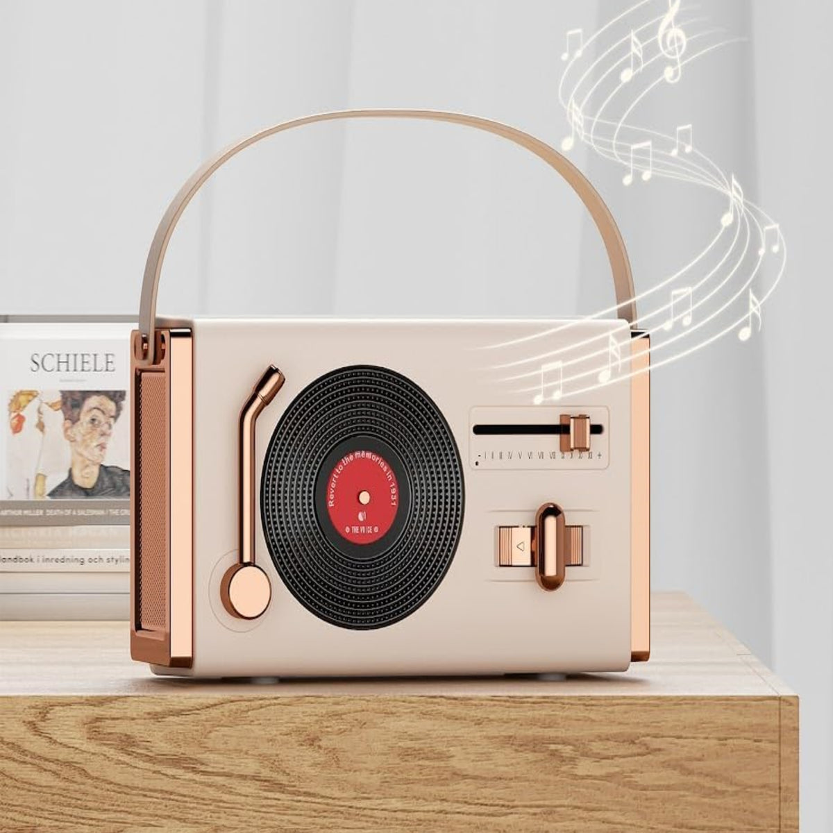 MINI PINK WIRELESS SPEAKER PORTABLE BLUETOOTH RETRO VINYL GIFT Packaging status original