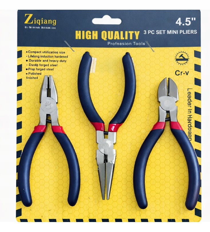 MINI PLIERS SET 3 PCS. 4,5" / 115 mm - Cr-V STEEL Packaging status original