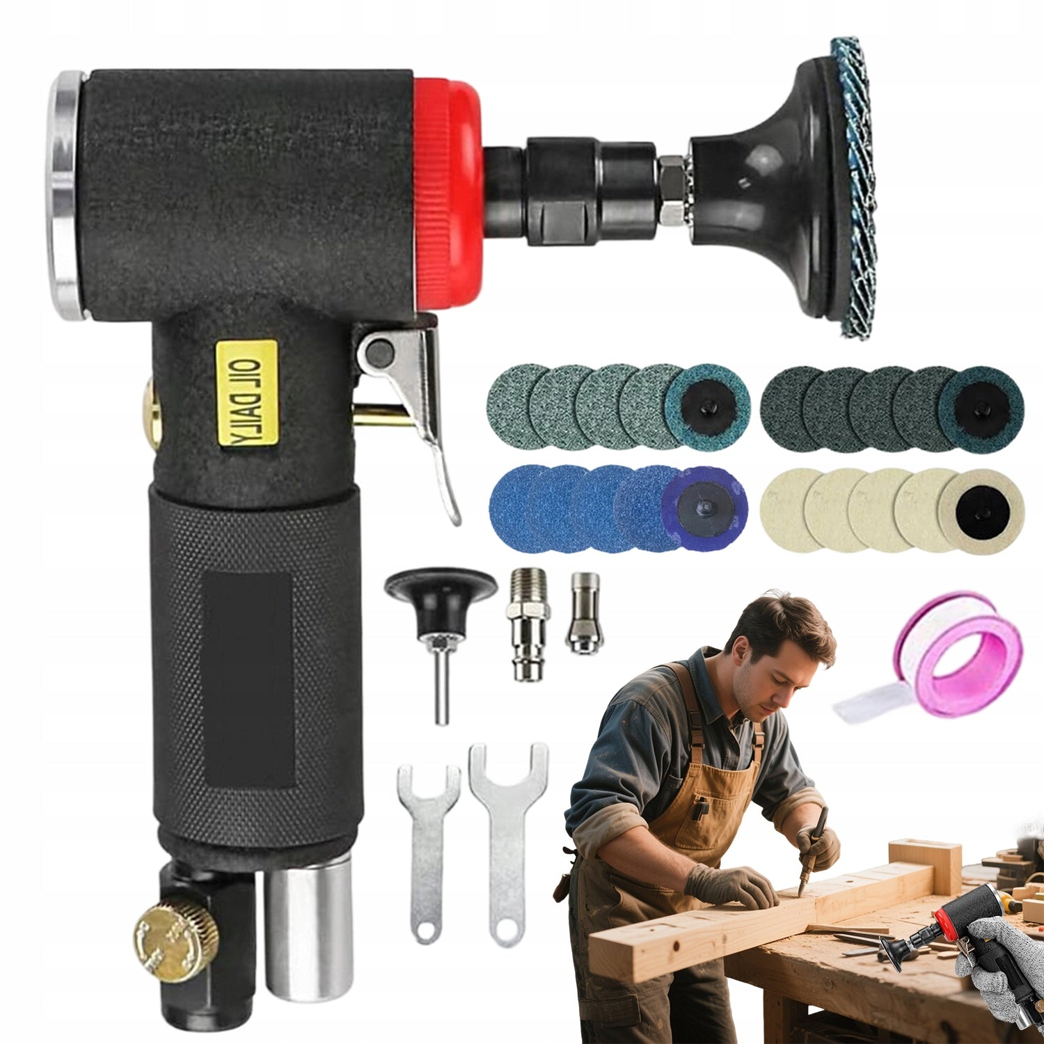 MINI PNEUMATIC GRINDER SET ANGLE 90° 20000 RPM LIGHT AND DURABLE