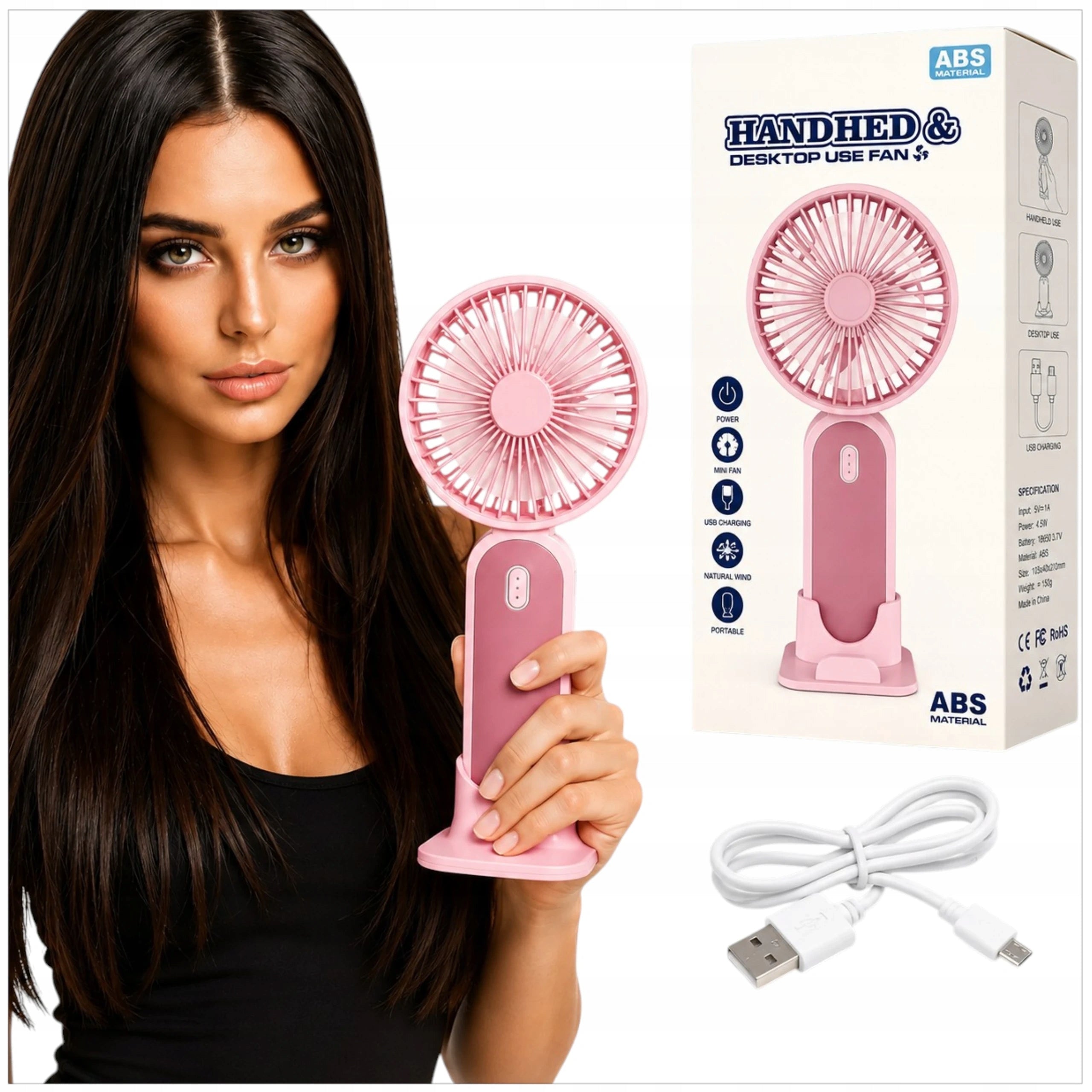 MINI PORTABLE FAN HANDHELD USB FAN COOLS PORTABLE FOR DESK Packaging status original