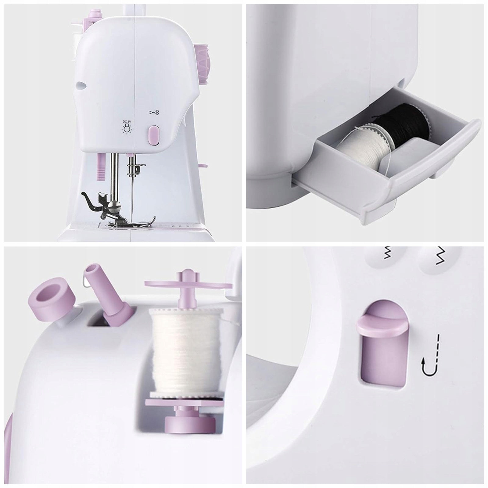 MINI PORTABLE SEWING MACHINE 12 STREAMS ACCESSORIES + freebies HDeye Hook rotating