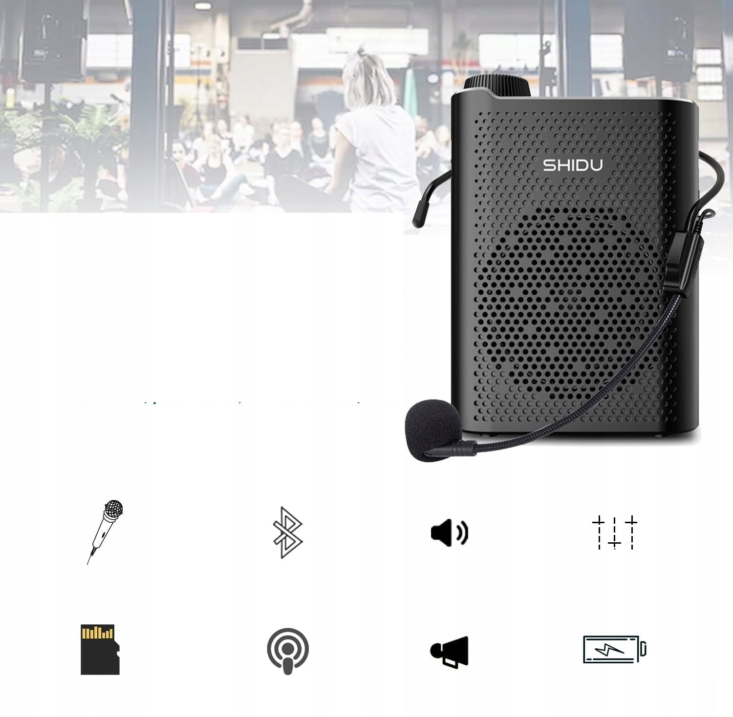 MINI PORTABLE VOICE AMPLIFIER WITH WIRED MICROPHONE+ BLUETOOTH OPTION EAN (GTIN) 710558208222