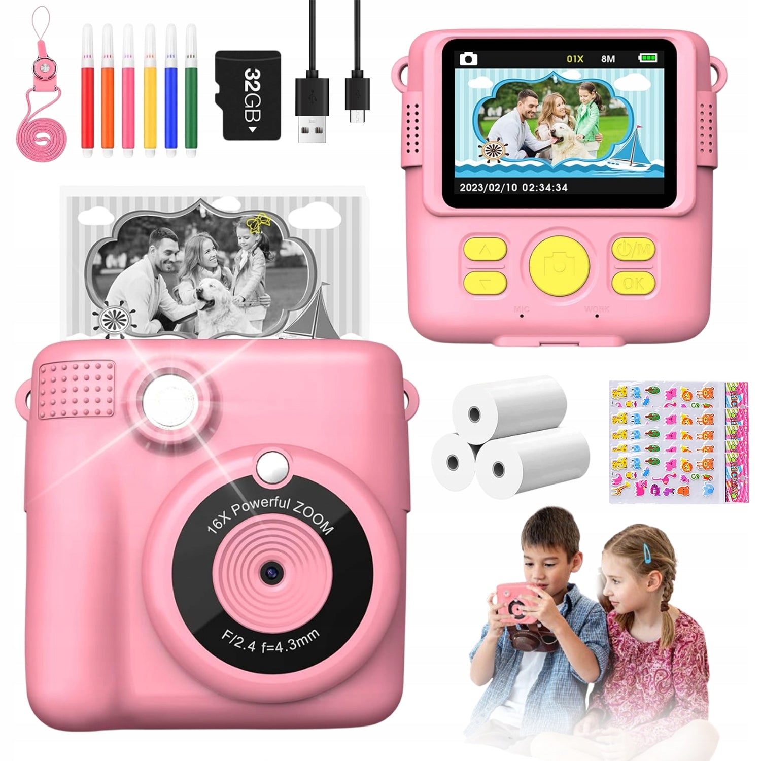 MINI PRINTER CAMERA CHILD INSTANT THERMAL PINK