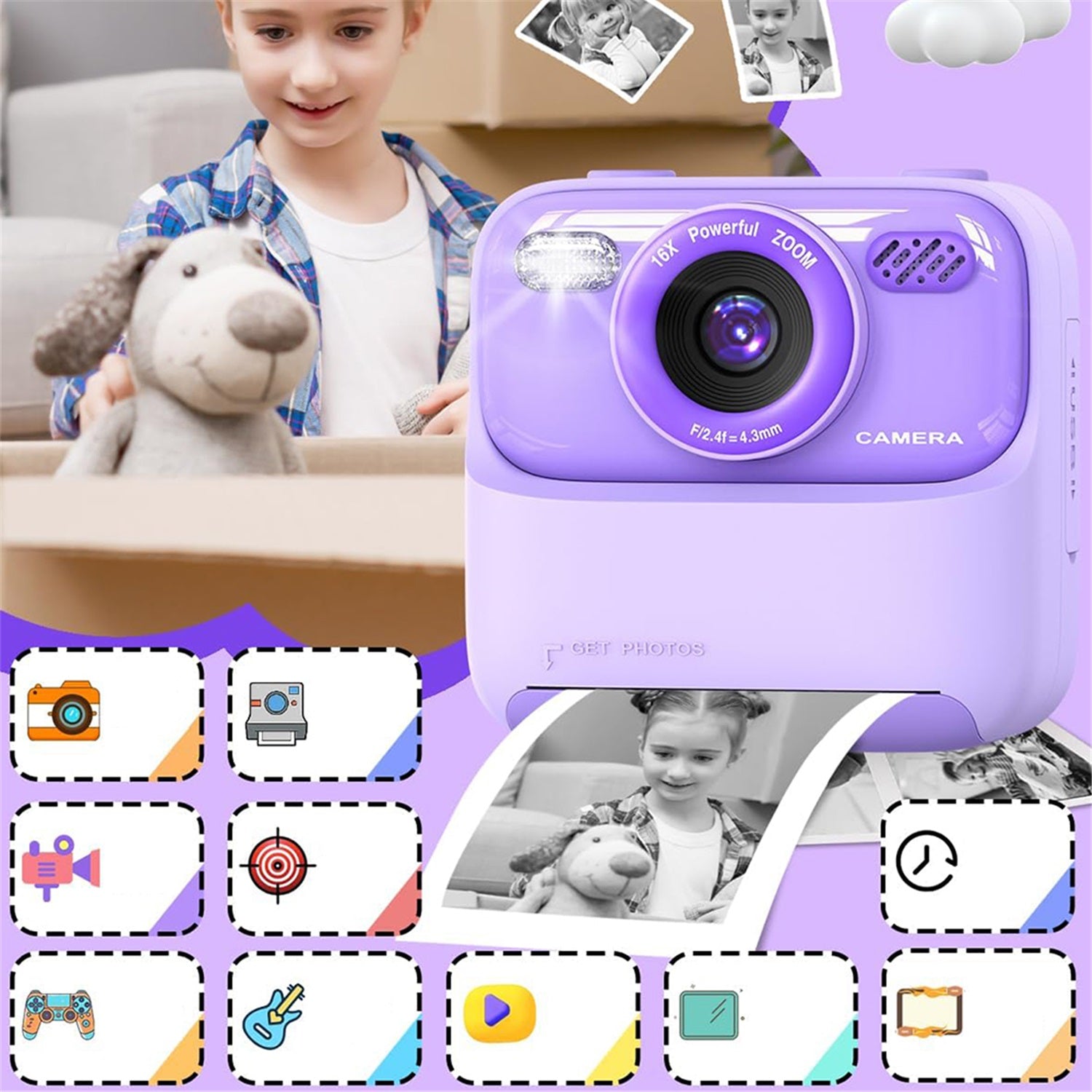 MINI PRINTER PRINT PRO THERMAL INSTANT CAMERA FOR CHILDREN 3 ROLES Brand no brand