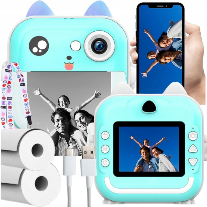 MINI PRINTER THERMAL PRINTER INSTANT CAMERA FOR KIDS AND 13 ROLLS Packaging status original