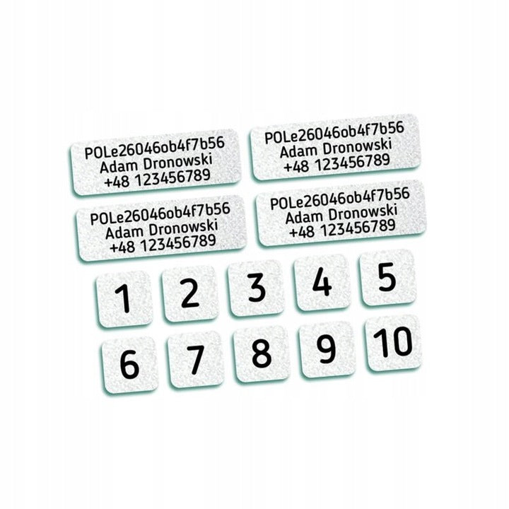 MINI REFLECTIVE STICKERS FOR DRONE WITH OPERATOR NUMBER WHITE
