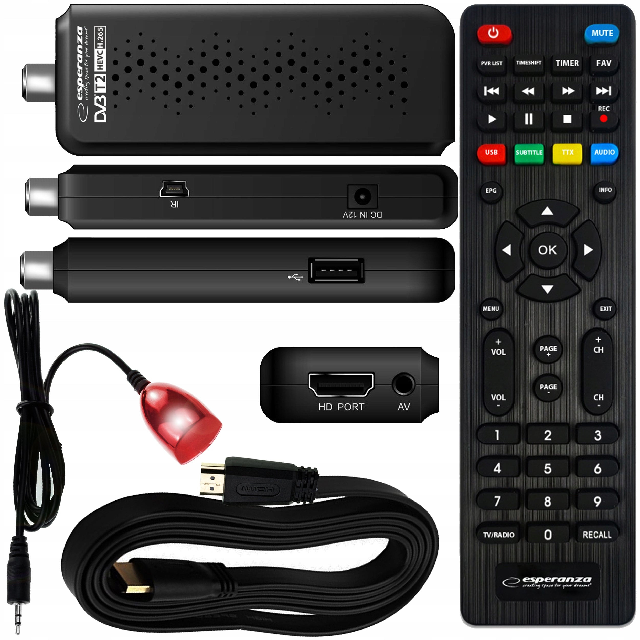 MINI SMALL TUNER SET-TOP BOX TERRESTRIAL HDMI FULLHD REMOTE CONTROL DVB-T2 HEVC H.265